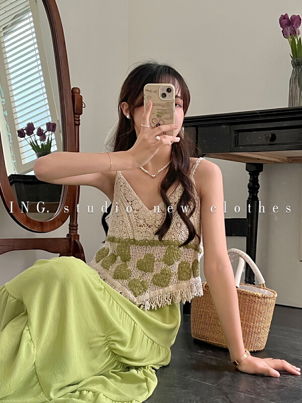 [ing] ethnic embroidery hollow out knitting sling 7858