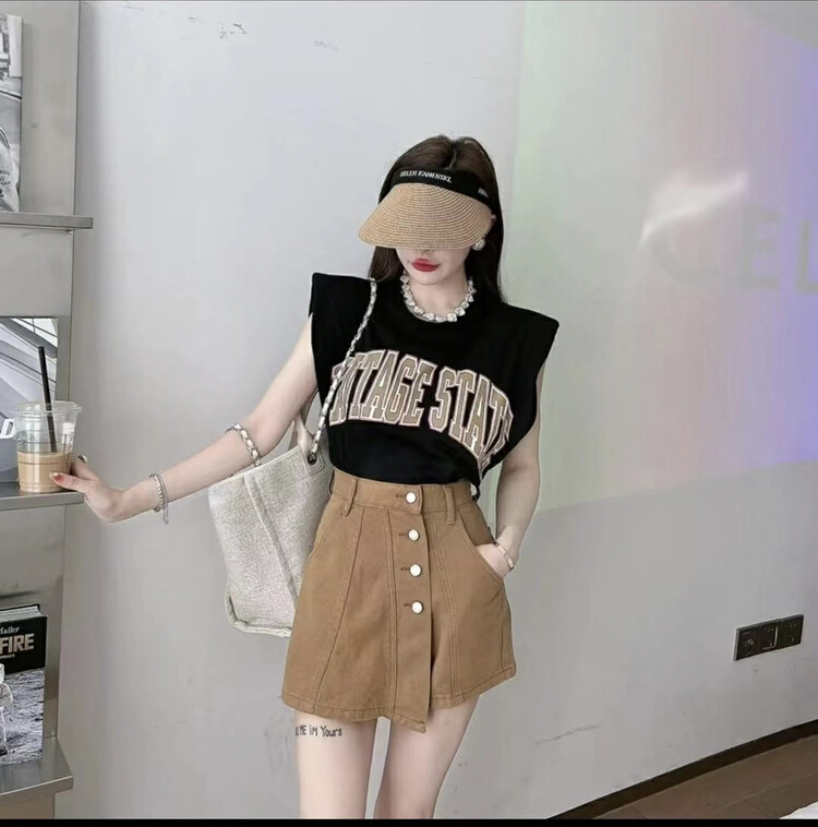 [m2+] comfortable and versatile simple denim shorts (excluding top) 8142-2\t