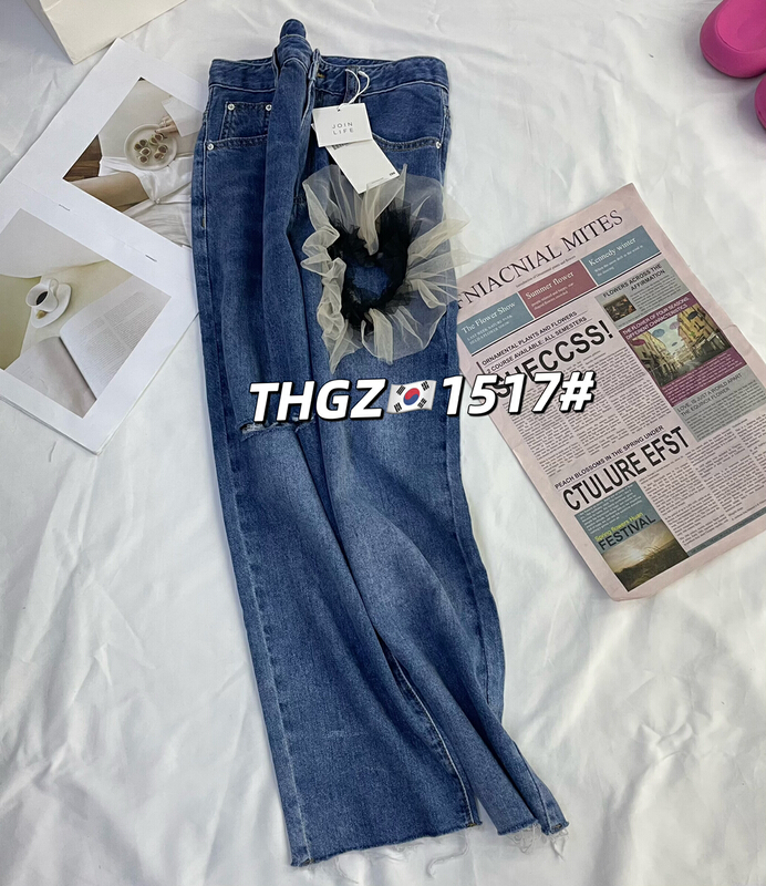 Original price 71.06! [thgz] super soft yarn, thin and breathable lace Harlan jeans 1517-2\ll