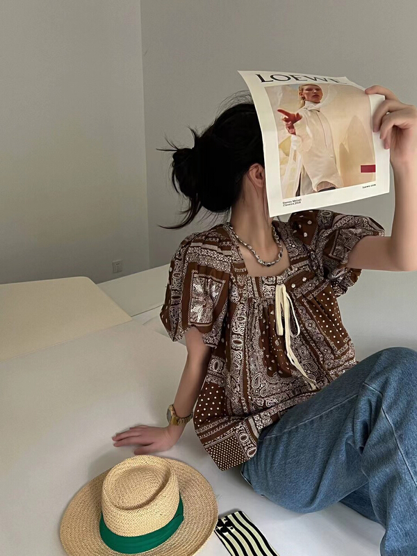 [jvv sister] vintage pattern bandage shirt 2672\zxl