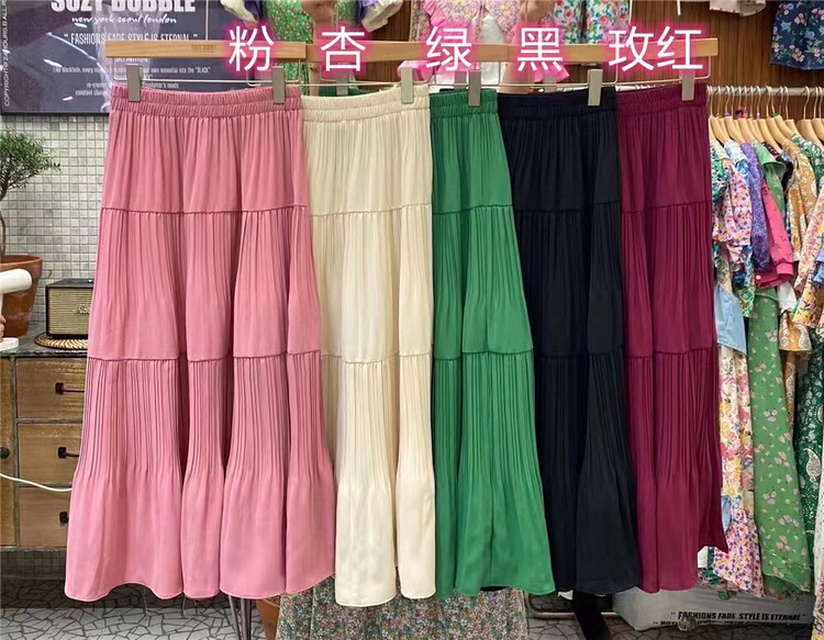 [wlady/npj supporting actress] crimped solid color lady skirt ys2--923\wtt