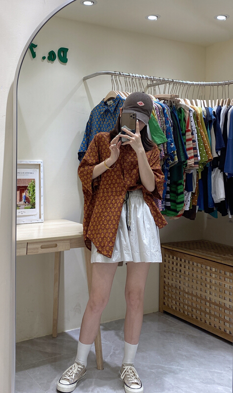 [da.7] Vintage printed loose shirt 2631\lsl