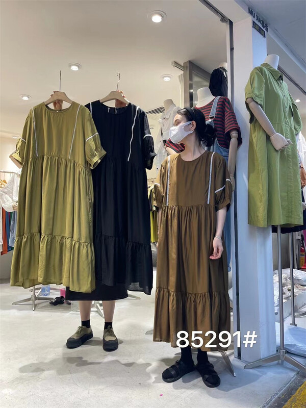 [Mujia] round neck retro pleated lady dress 85291\l