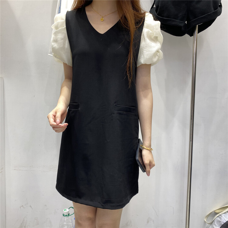 [bestie] Han Shu bubble sleeve V-neck dress 1507\hjy