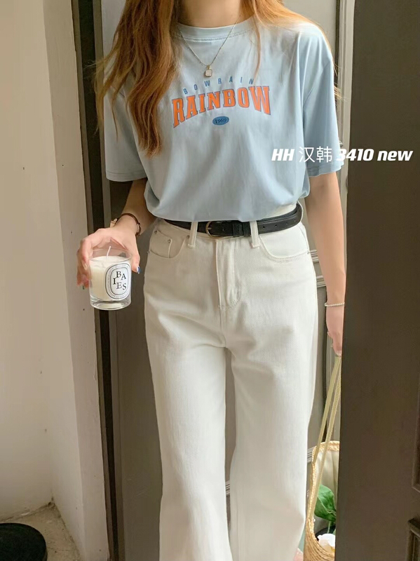 [HH &miss Lai] simple letter printed short sleeve T-shirt 3410\l