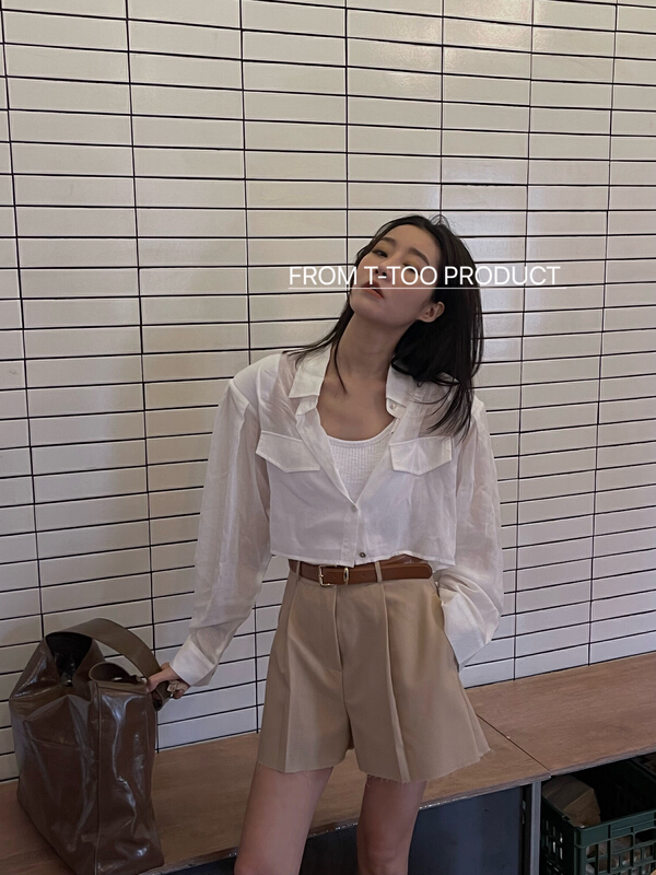 [t-too] single breasted solid color versatile shirt 662983\jhy