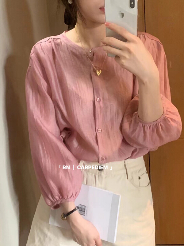 [RN] Korean loose and versatile, slim and simple single breasted sunscreen shirt 81209\ll