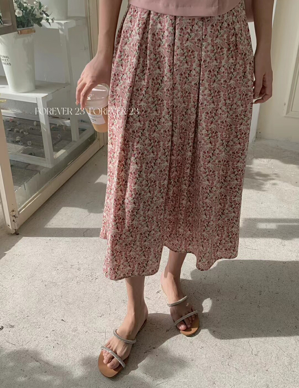 [forever23] small fresh floral A-line skirt a2091\hjy