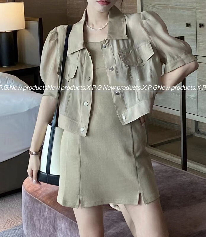 [x.p.g] Korean slim dress + short sleeve versatile shirt set 21121\hjy