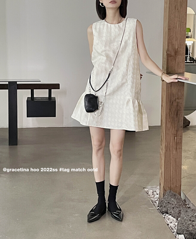 [gracetina Hoo] advanced flocking solid Jacquard Dress ly5221\cqw