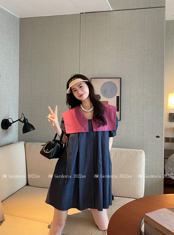 [am Gardenia] Navy style Lapel Korean version baby dress 3598\pcz