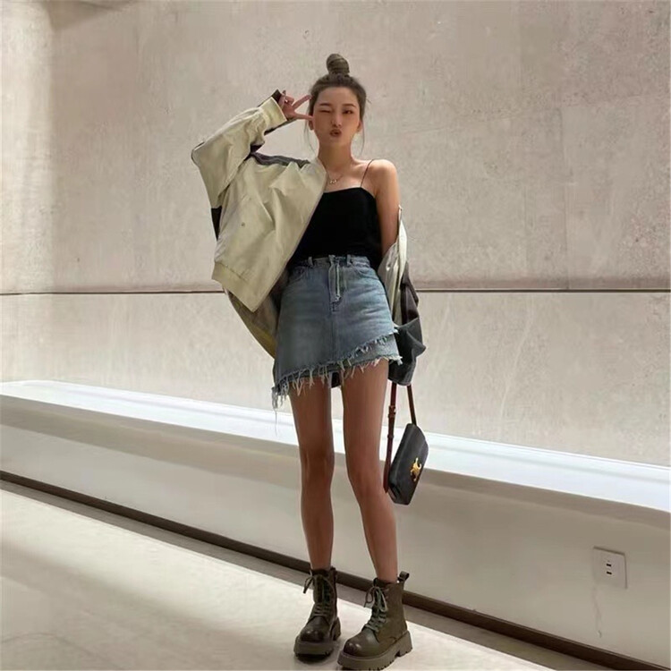 New year in early spring! [FC] Korean fringe denim skirt 300-1\pcz