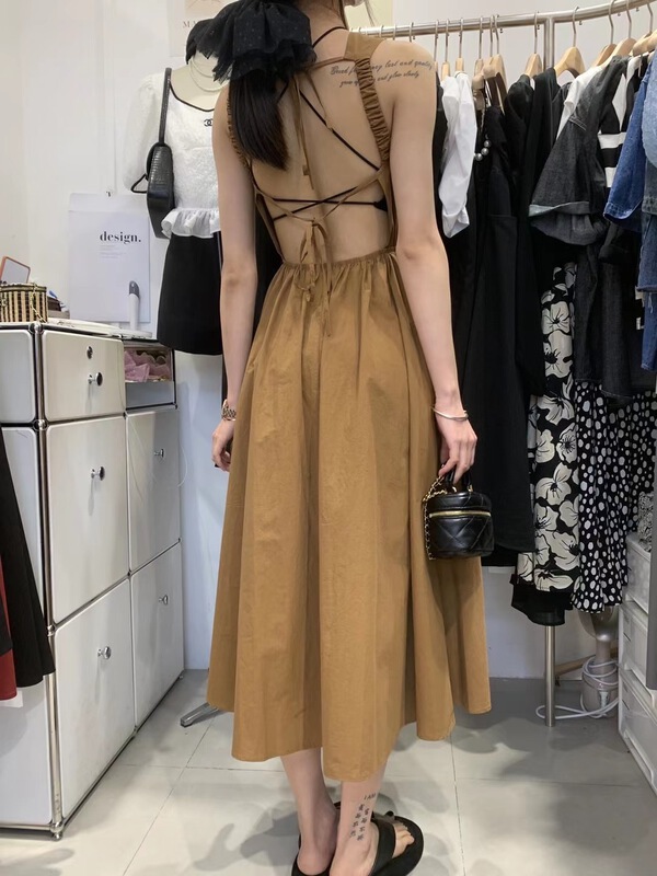 [M queen] waist round neck lace up backless dress 6298\hbx