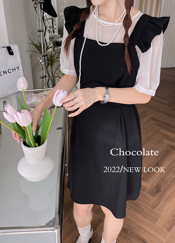 [chocolate] back hollow perspective slim shirt (without skirt) 2039\lm