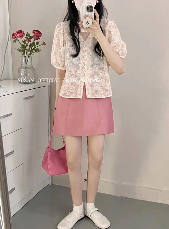 [Susan] Floral Print Shirt z1199\lsw