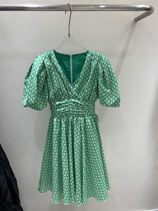 [yipinhan] Vintage V-neck Jacquard Dress ys1-001\pcz
