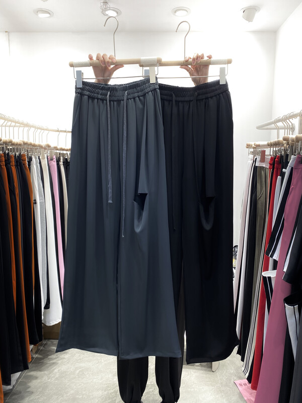 【F】 Elastic waist clean drawstring trousers 1399\hbx