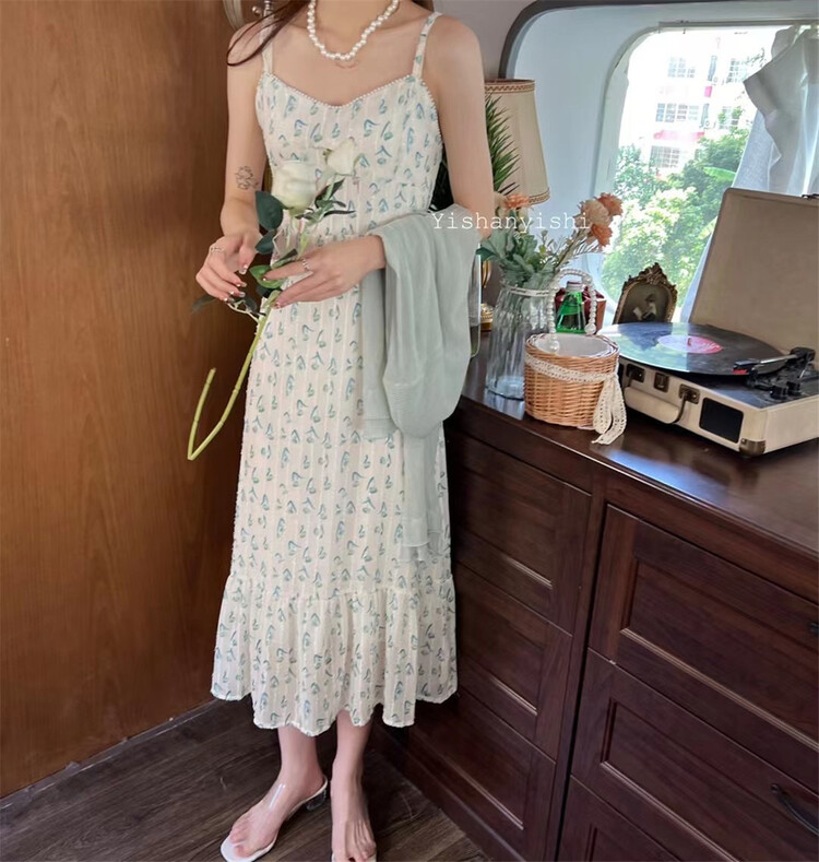 [Yishan Yishi] Han Shu printed suspender dress 3232\hjy