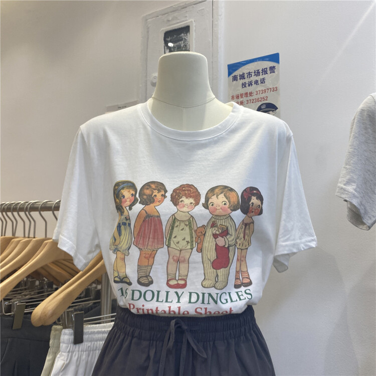 [xhm] Korean funny print versatile short sleeve T-shirt ys1-857\zsy
