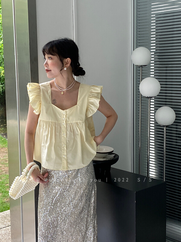 [event with you] fresh and simple flying sleeve single breasted shirt t0817-j\lsw