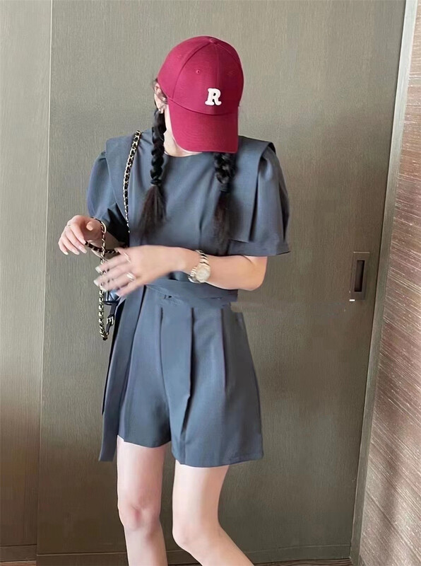 [Korean C family] Korean casual loose solid color Jumpsuit (with belt) 6465\pcz