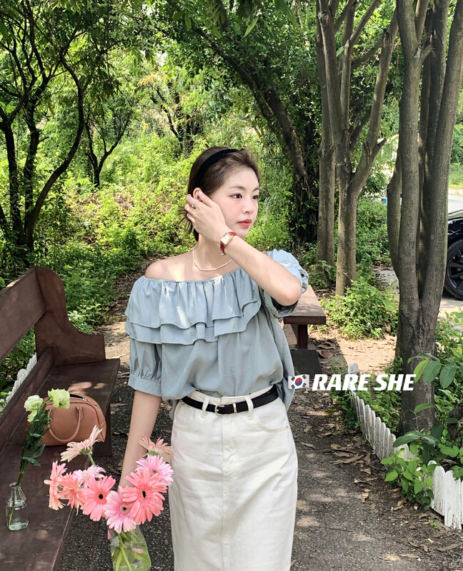 [rare she] off shoulder double Lapel Tencel blouse 5258\lsw