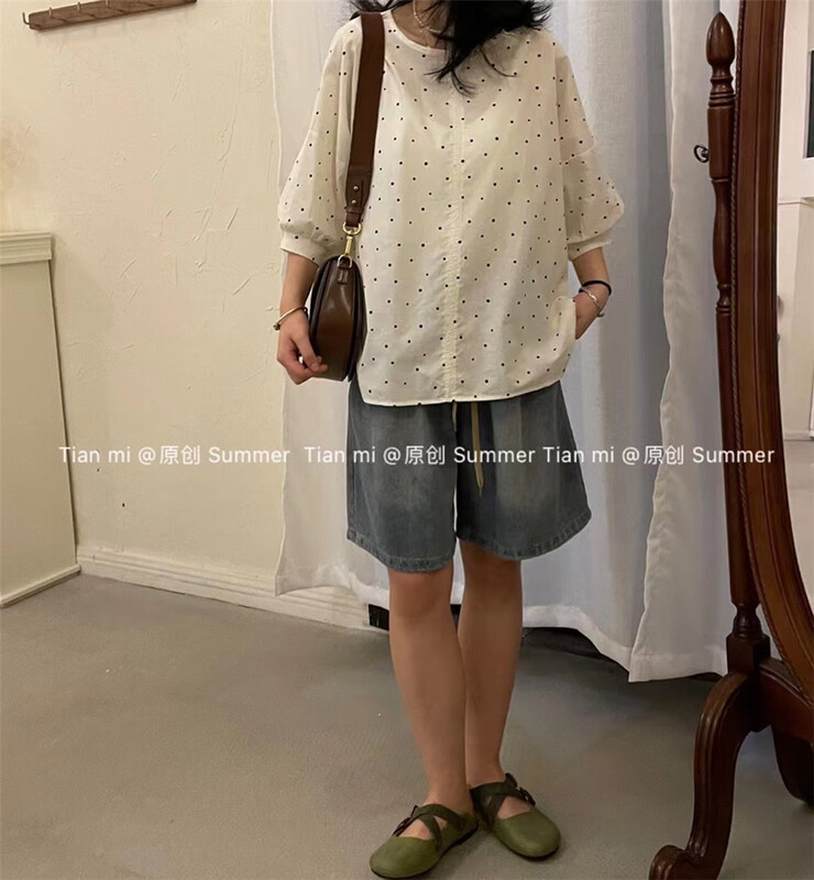 [Tian MI] wave point fashion Korean shirt 9023\l