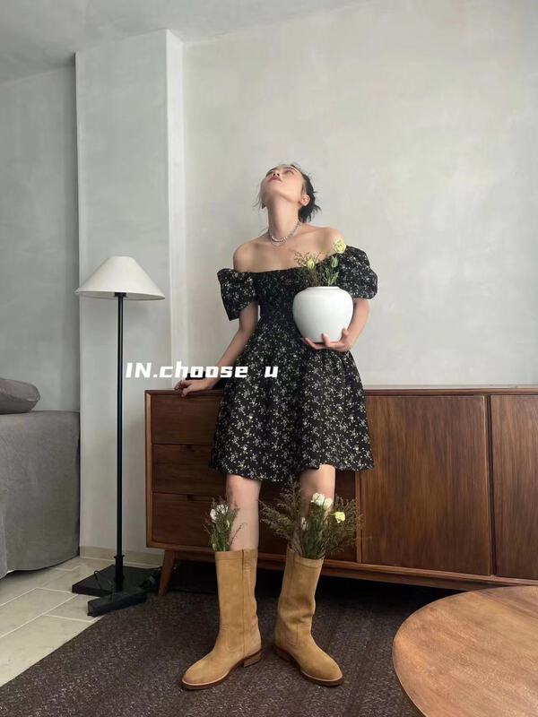 [in.choose u] square neck bubble sleeve fashion dress 67256\zxl