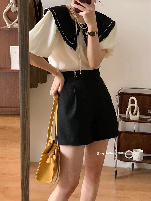 [hey Bella] color blocking comfortable Korean shirt 2935\ll