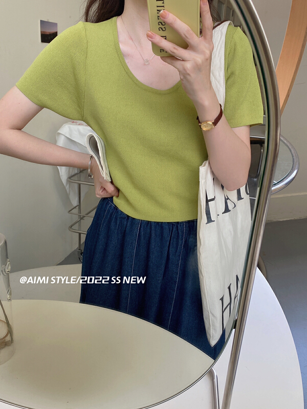 [aimistyle] simple casual short fit short sleeve T-shirt 13731\hbx