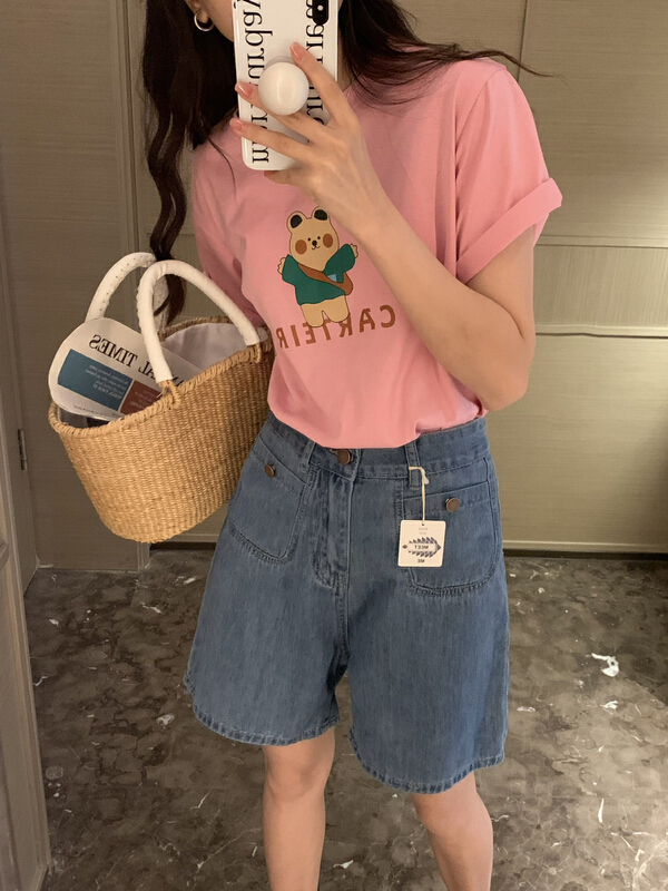 [meet me] Korean high waist pocket denim shorts 61273\ll