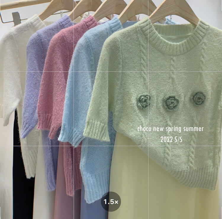 New year in early spring! [choco] Korean handmade three flowers knitted shirt 8175\lsw