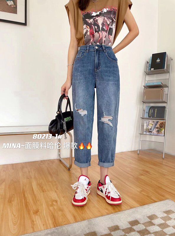 [Mina] hole breaking comfortable Korean jeans ys1-80213\lsw