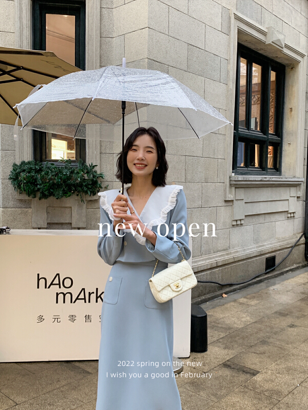 New year in early spring! [new open] sweet lady style short suit + temperament versatile mid length skirt set hz22395\zxl