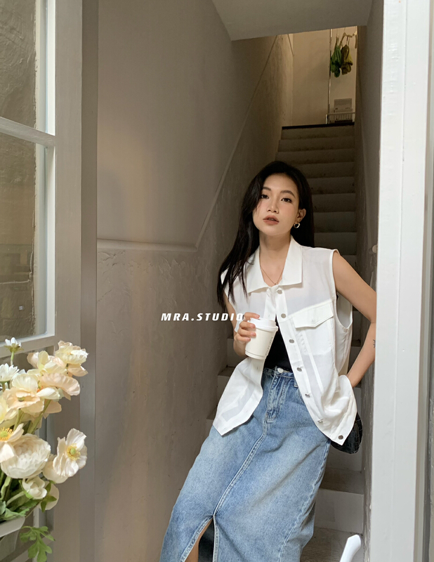 [MRA] large version simple tooling wind open vest j2313