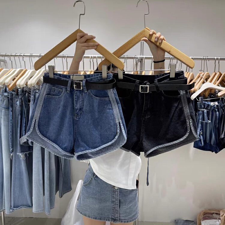 [by flow] Korean versatile skinny denim shorts (with belt) w811\y