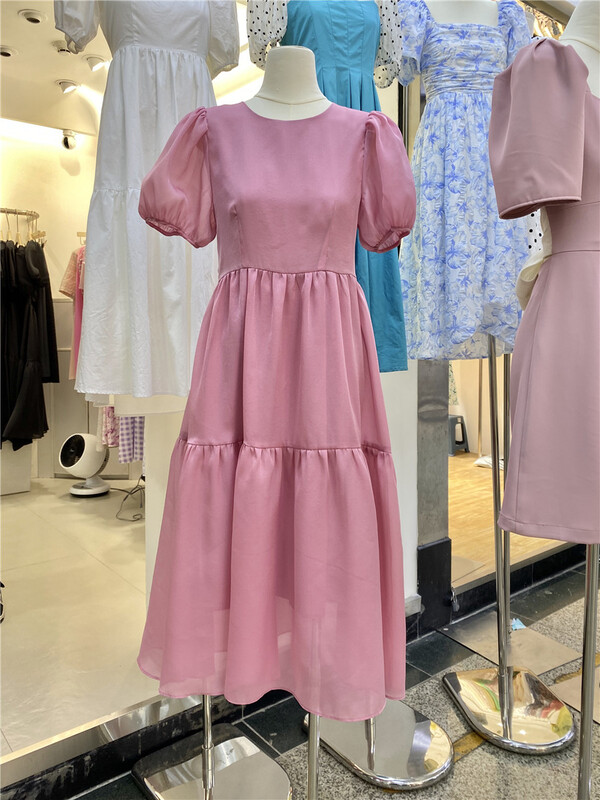 [linkayi] Korean version Xianqi bubble sleeve backless dress 22456\hjy