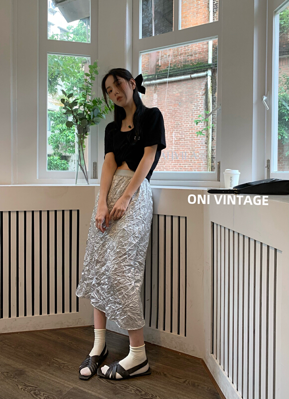 [onivinage oni] French style mid length skirt with back slit oh224d5385\cqw