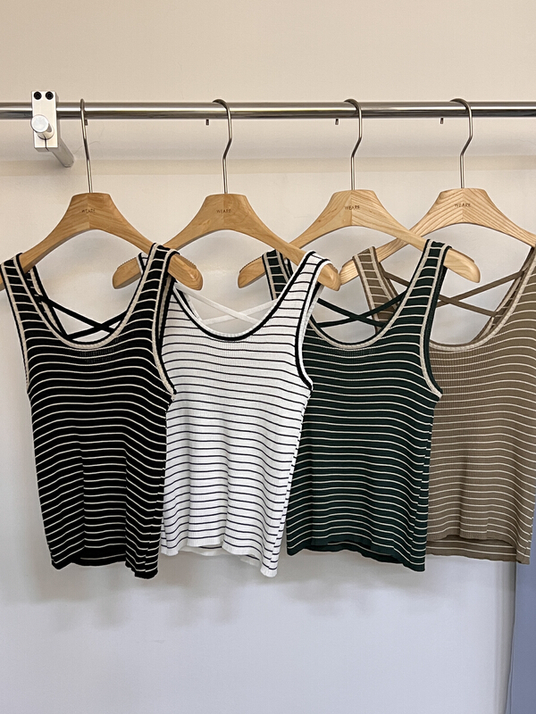 [we are] striped ice silk knitted vest / sling 30082\zjy