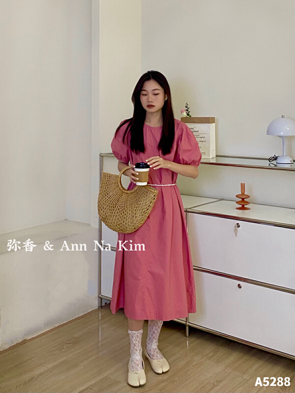 In early summer! [Mi Xiang] simple Korean loose dress (with waist rope) 5288\hjy