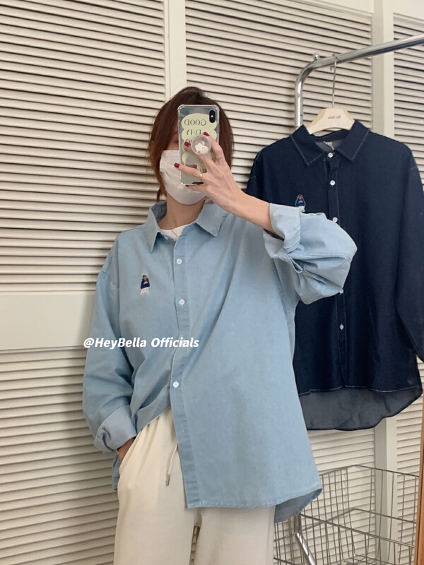 New year in early spring! [hey Bella] Korean bear cowboy shirt b22019\ll