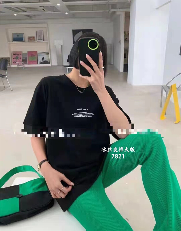 [Huan Zhuoer] letter round neck Pullover comfortable short sleeve T-shirt (T-shirt only) 7821\l
