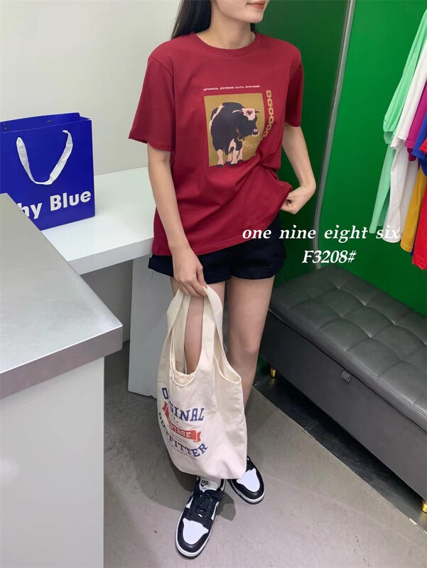 [1986] simple and versatile comfortable printed short sleeve T-shirt 3208\xyy