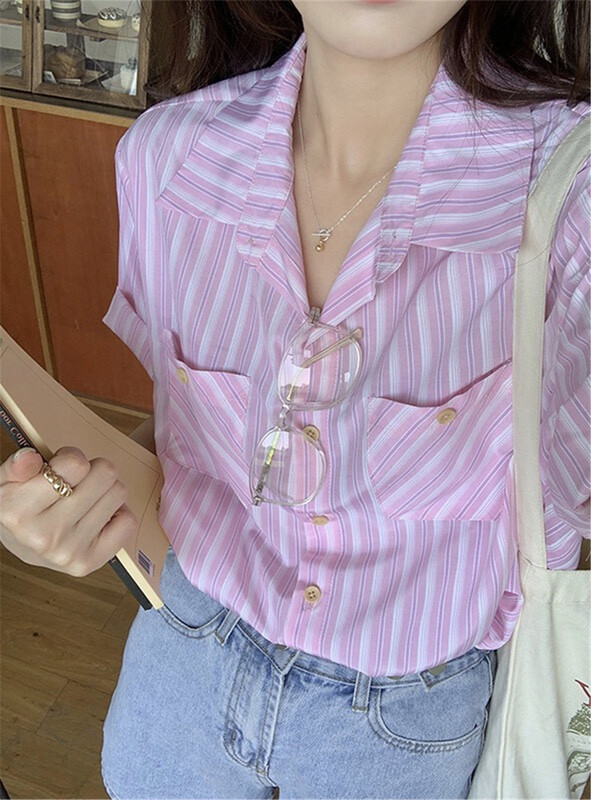 [miss sumey millet] stripe comfortable Korean loose shirt 2456\hbx