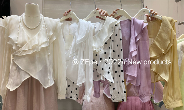 [Ze] French V-neck Polka Dot Shirt 8288-1\ll