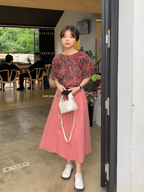 [seek peach] Korean floral comfortable shirt 5207\ll
