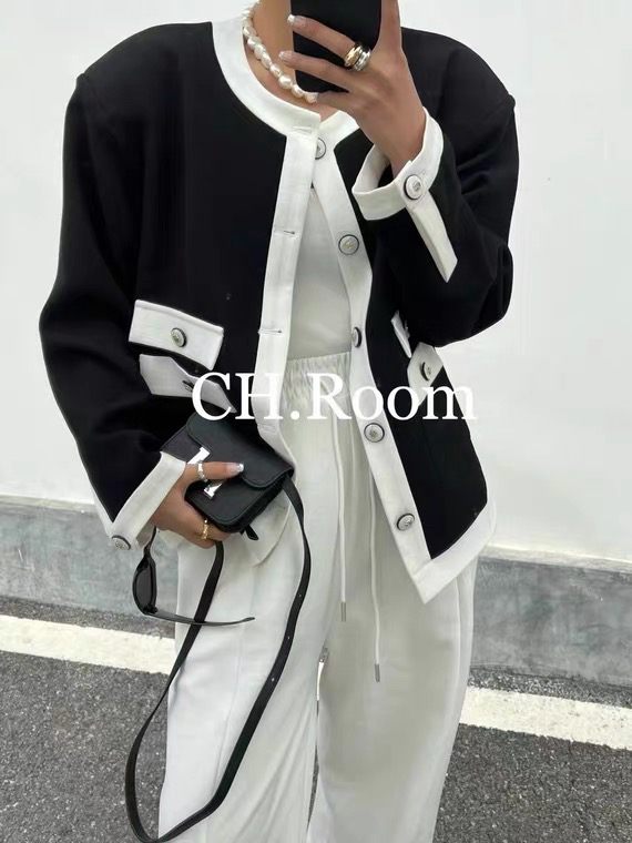 [c.h.z] gentle chaebol gold small fragrance versatile color matching short coat 78019\wtt