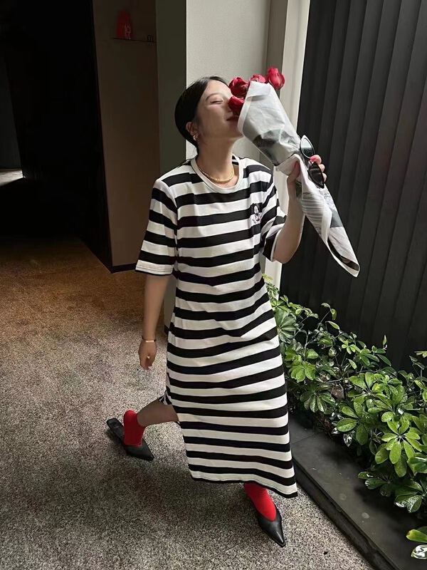 [Yan Zhen] Mickey Mouse embroidered open waist dress 98832\pcz