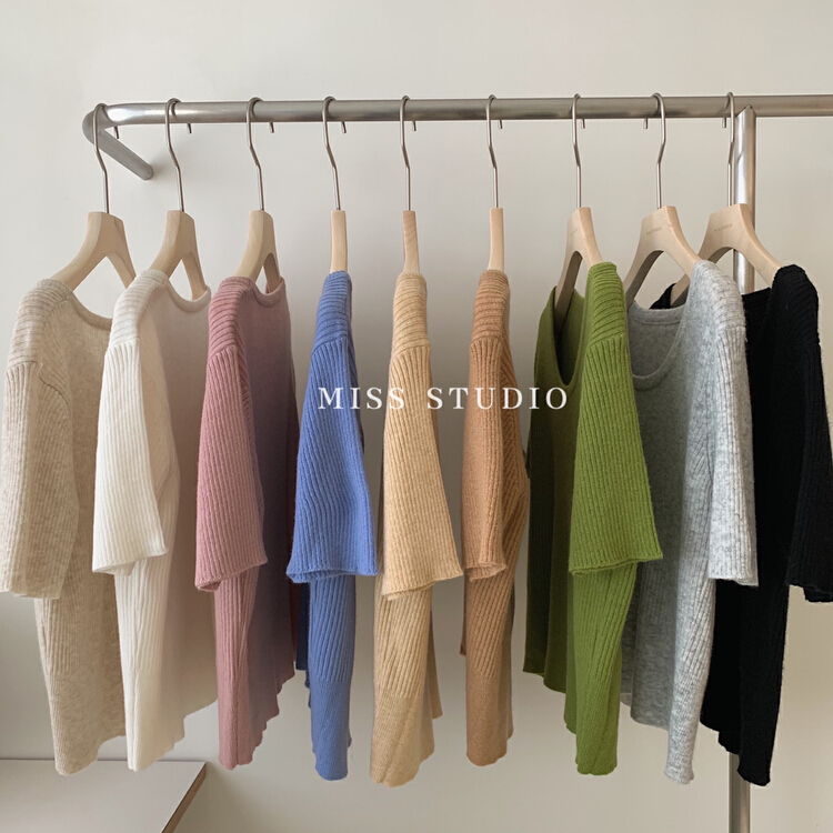 New year in early spring! [miss miss home] U-neck clean version versatile short sleeve T-shirt b2037\zsy