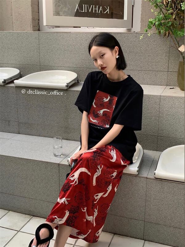[DT class] Korean print personalized short sleeve T-shirt 4766\xyj